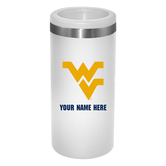 White West Virginia Mountaineers 12oz. Personalized Slim Can Holder