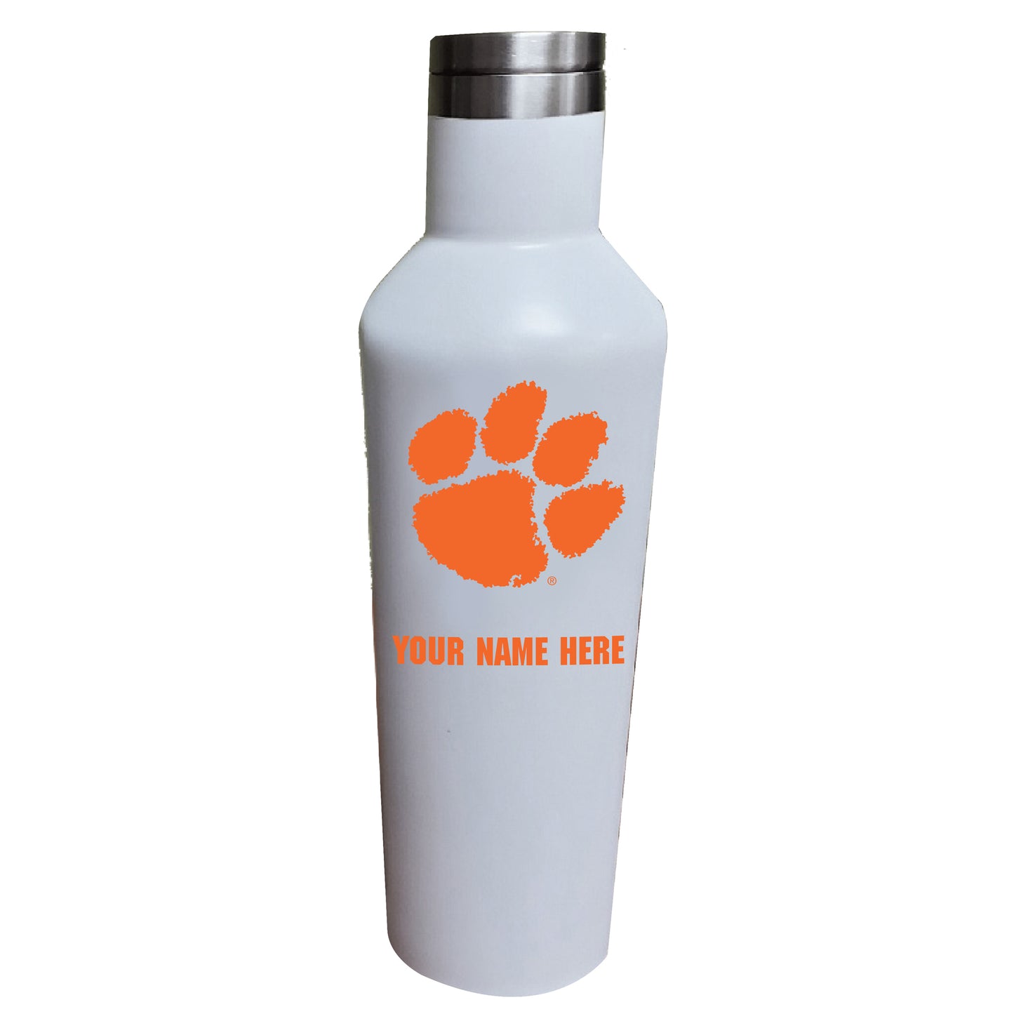 White Clemson Tigers 17oz. Personalized Infinity Stainless Steel Water Bottle