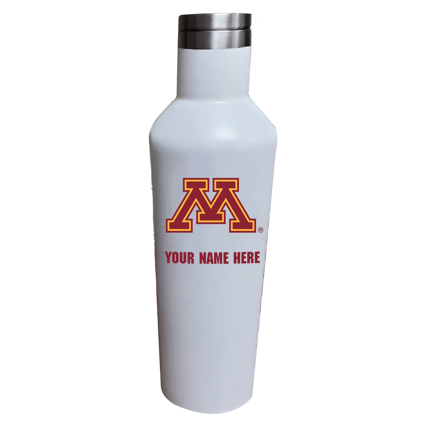 White Minnesota Golden Gophers 17oz. Personalized Infinity Stainless Steel Water Bottle