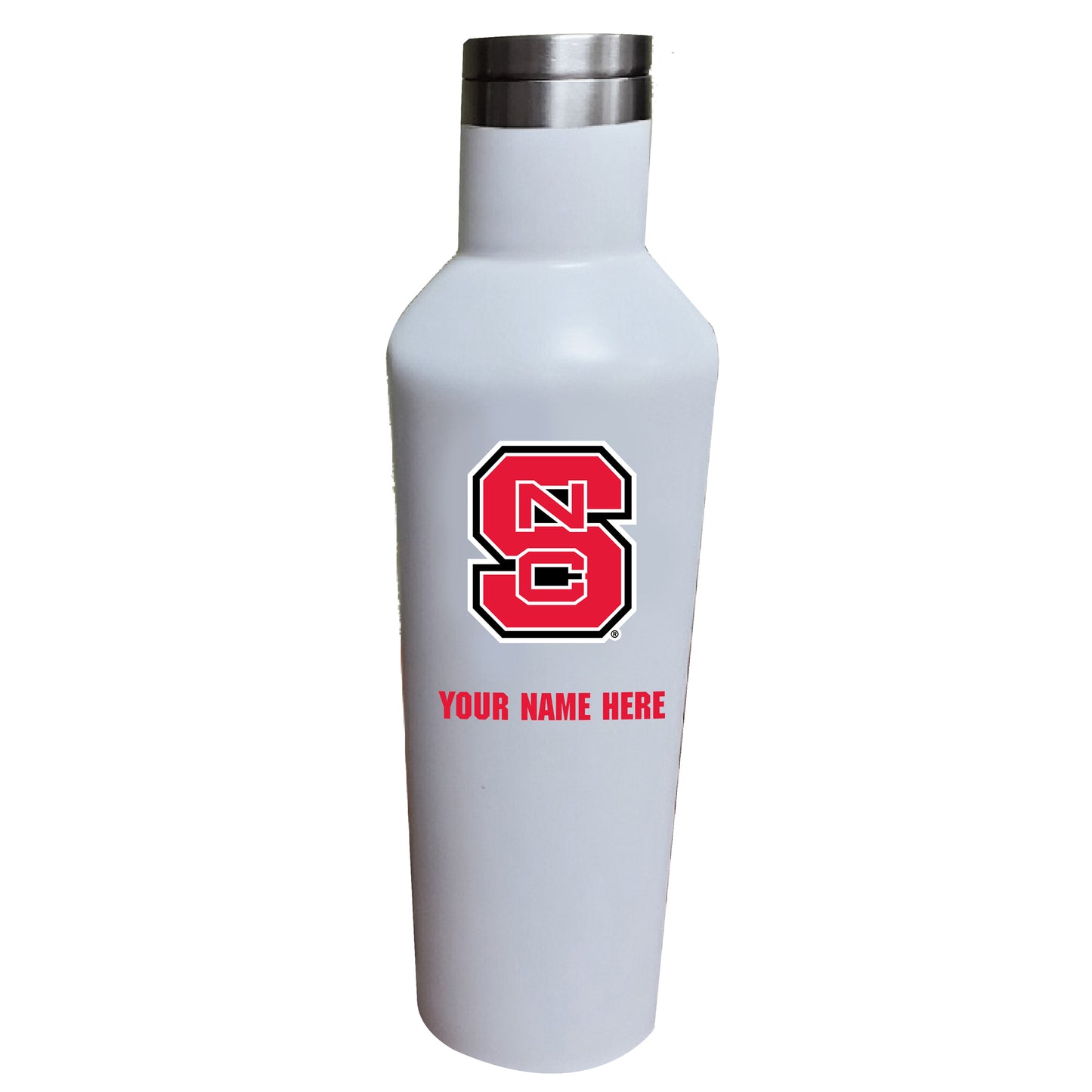 White NC State Wolfpack 17oz. Personalized Infinity Stainless Steel Water Bottle