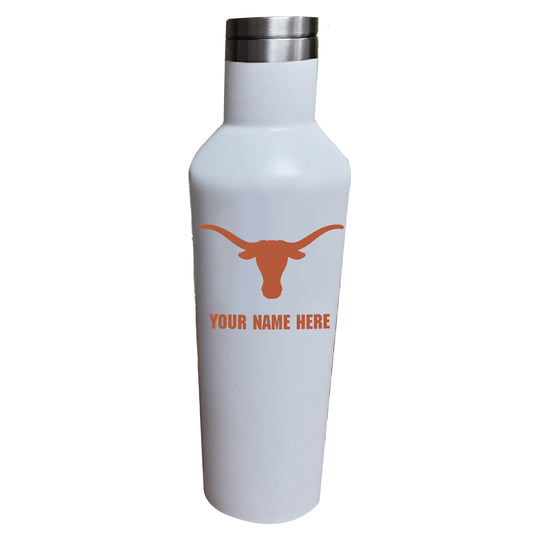 White Texas Longhorns 17oz. Personalized Infinity Stainless Steel Water Bottle