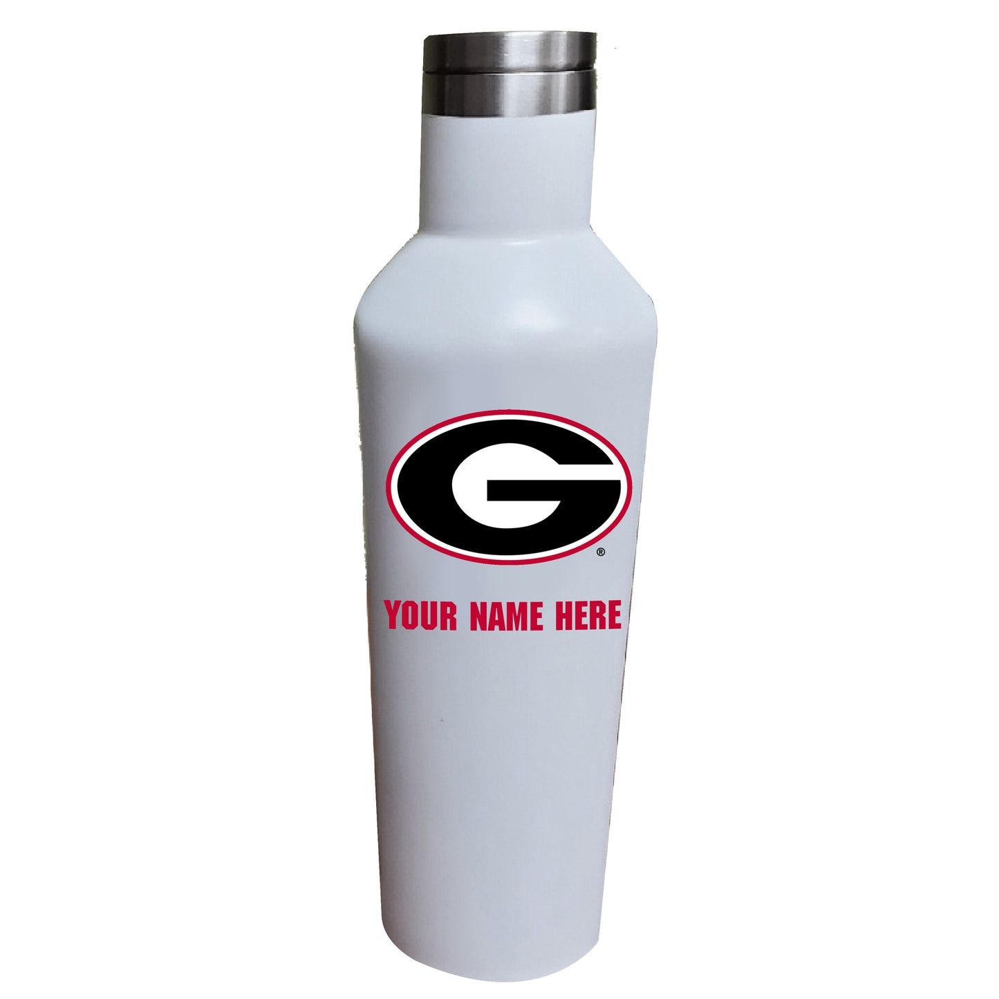 White Georgia Bulldogs 17oz. Personalized Infinity Stainless Steel Water Bottle