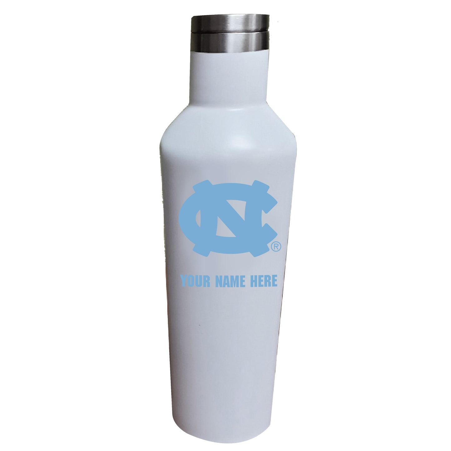 White North Carolina Tar Heels 17oz. Personalized Infinity Stainless Steel Water Bottle