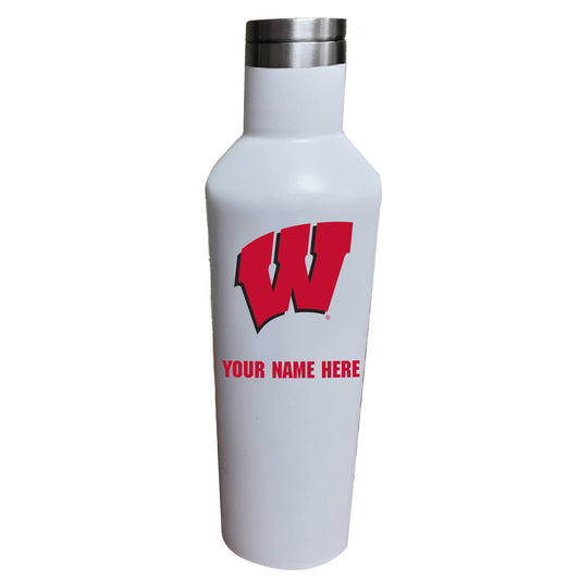 White Wisconsin Badgers 17oz. Personalized Infinity Stainless Steel Water Bottle