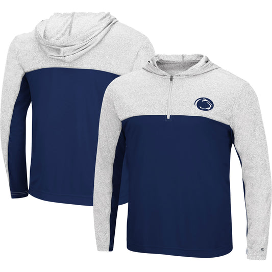 Men's Colosseum Navy Penn State Nittany Lions Flick Quarter-Zip Hoodie Windshirt
