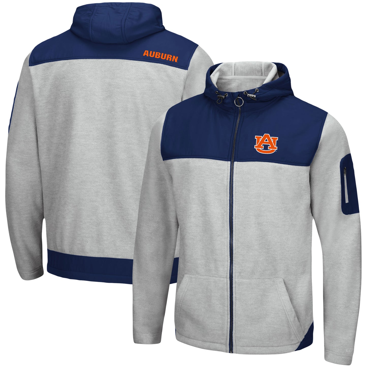 Men's Colosseum Heather Gray/Navy Auburn Tigers Schwartz Lightweight Full-Zip Hoodie