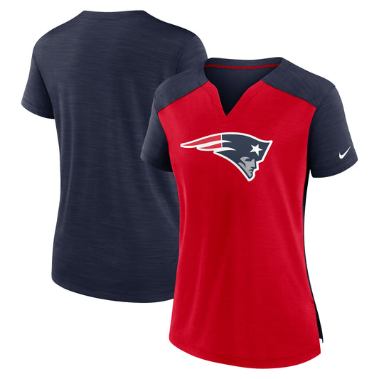 Women's Nike Red/Navy New England Patriots Impact Exceed Performance Notch Neck T-Shirt