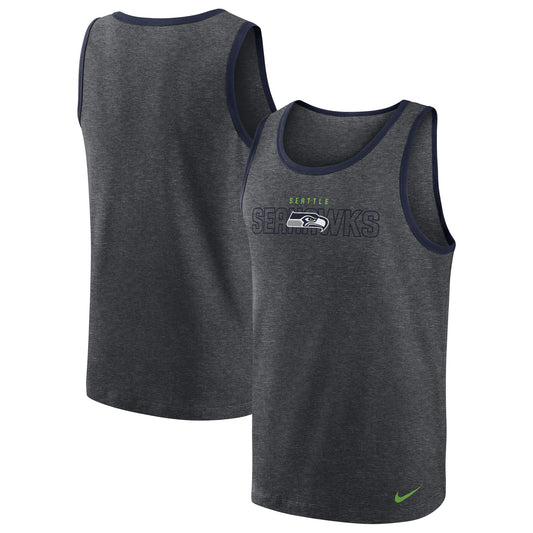 Men's Nike Heathered Charcoal Seattle Seahawks Tri-Blend Tank Top