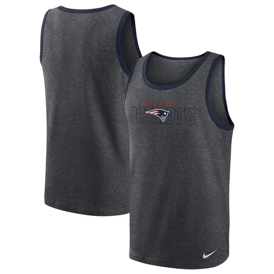 Men's Nike Heathered Charcoal New England Patriots Tri-Blend Tank Top