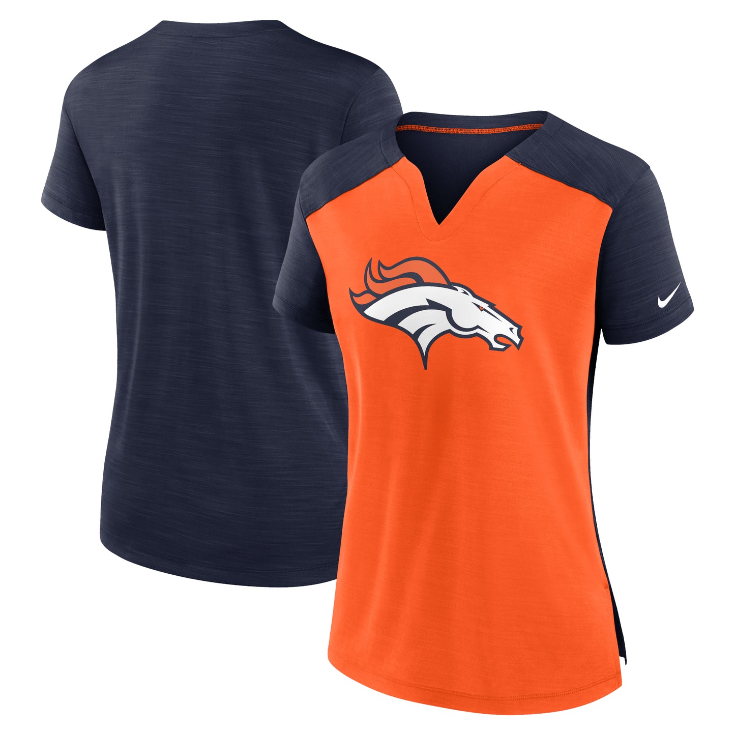 Women's Nike Orange/Navy Denver Broncos Impact Exceed Performance Notch Neck T-Shirt