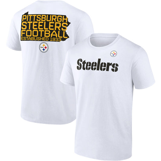 Men's Fanatics White Pittsburgh Steelers Hot Shot State T-Shirt