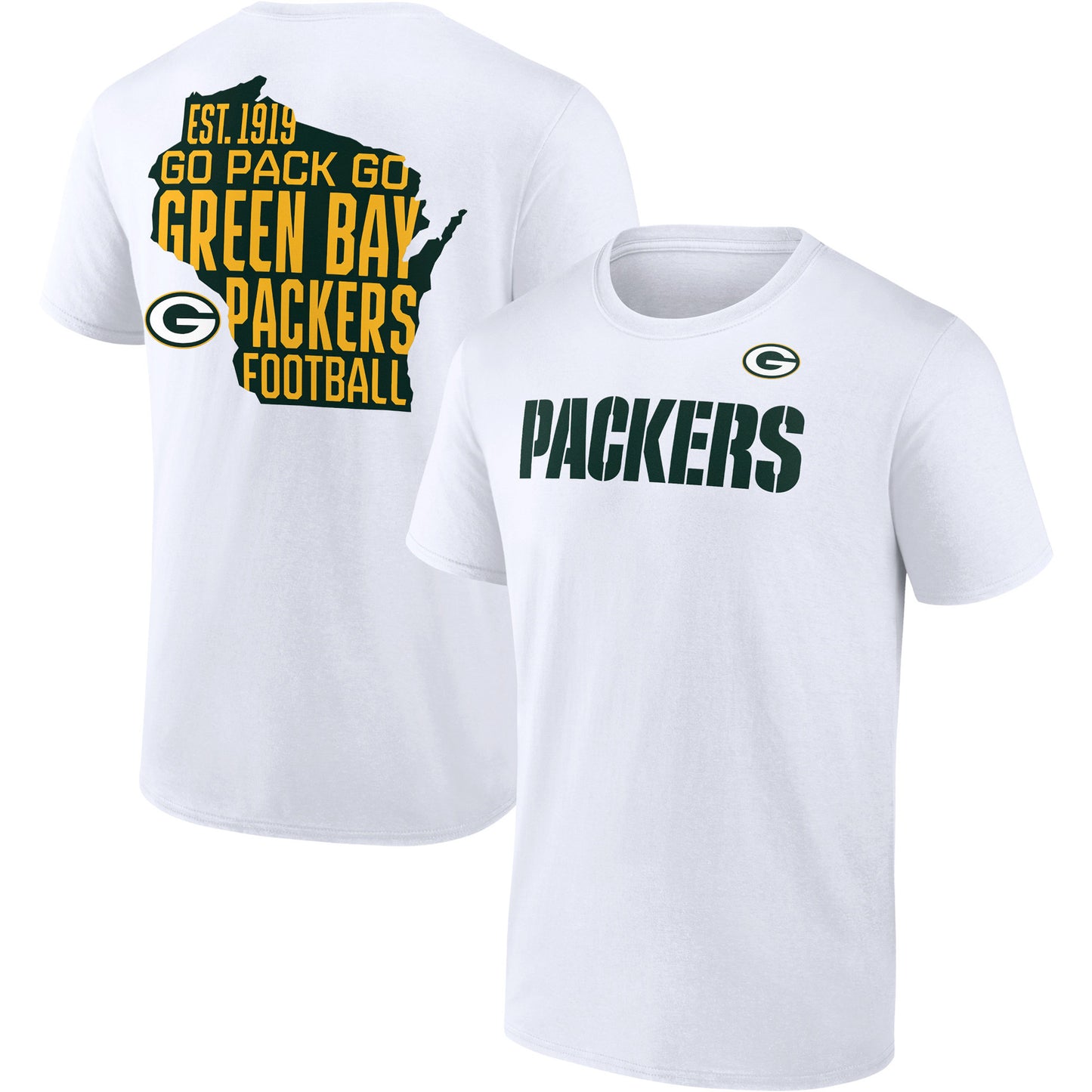 Men's Fanatics White Green Bay Packers Hot Shot State T-Shirt