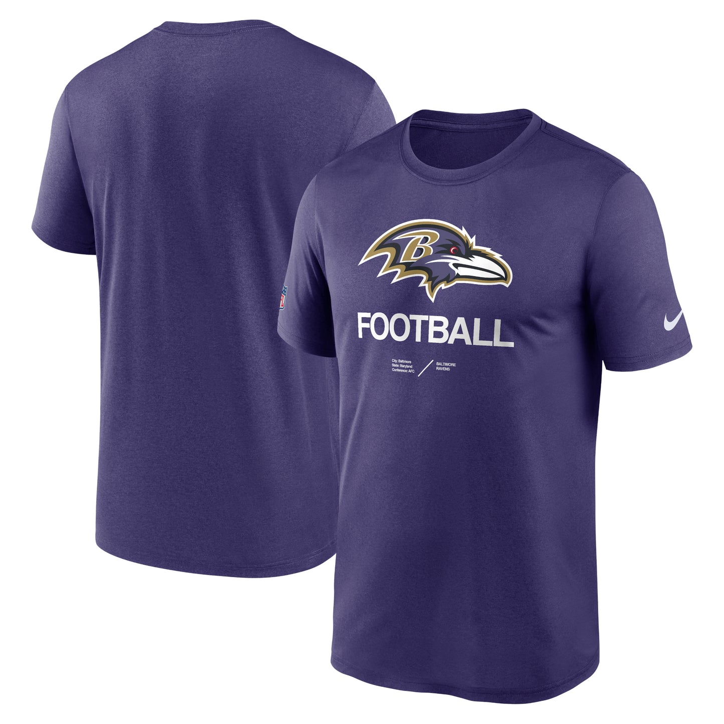 Men's Nike Purple Baltimore Ravens Sideline Infograph Performance T-Shirt