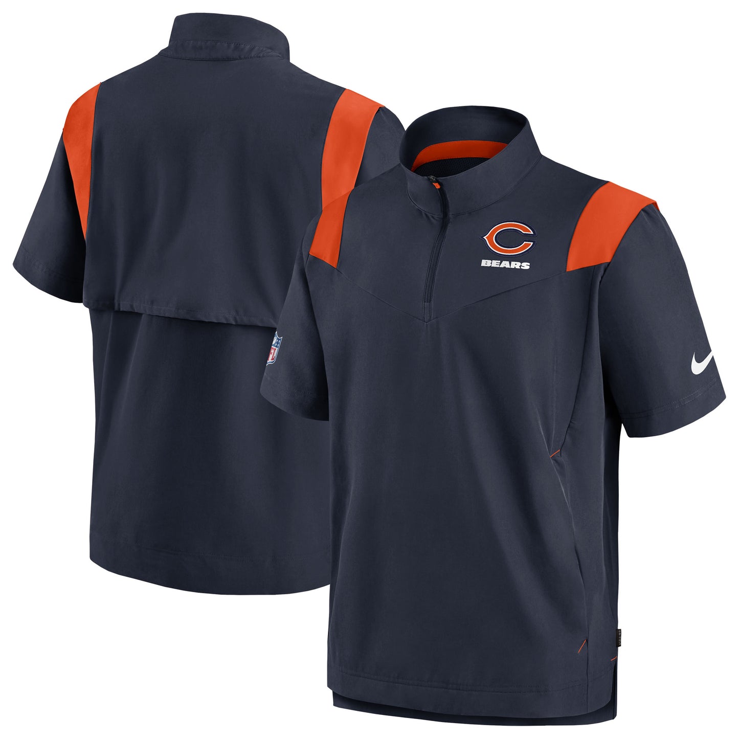 Men's Nike Navy Chicago Bears Sideline Coaches Chevron Lockup Pullover Top