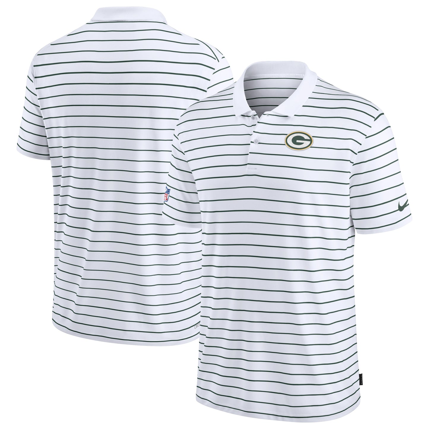 Men's Nike White Green Bay Packers Sideline Lock Up Victory Performance Polo