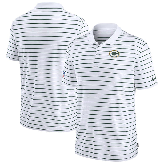 Men's Nike White Green Bay Packers Sideline Lock Up Victory Performance Polo