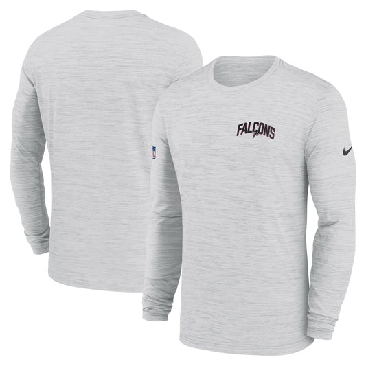 Men's Nike White Atlanta Falcons Sideline Velocity Athletic Stack Performance Long Sleeve T-Shirt