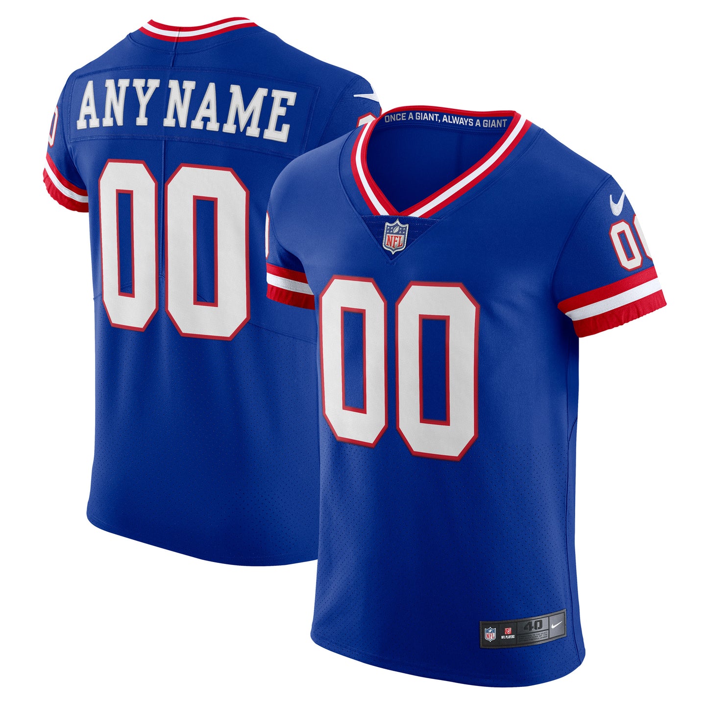 Men's Nike Royal New York Giants Classic Vapor Elite Custom Jersey