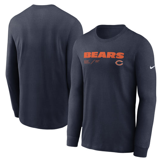 Men's Nike Navy Chicago Bears Sideline Infograph Lock Up Performance Long Sleeve T-Shirt