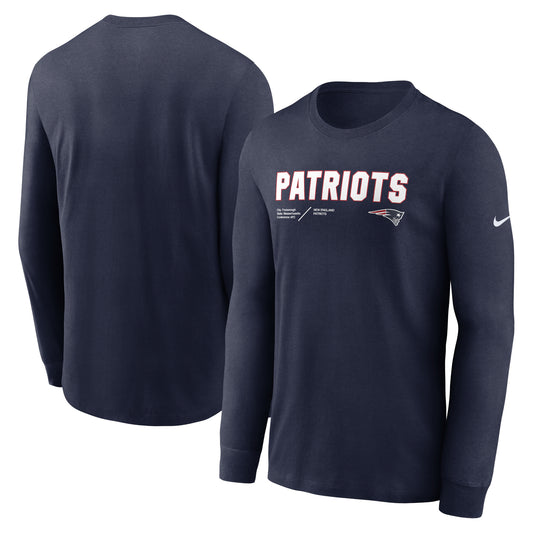 Men's Nike Navy New England Patriots Sideline Infograph Lock Up Performance Long Sleeve T-Shirt