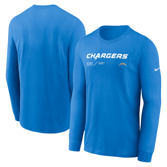 Men's Nike Powder Blue Los Angeles Chargers Sideline Infograph Lock Up Performance Long Sleeve T-Shirt