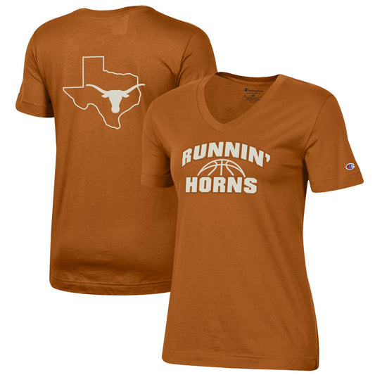 Women's Champion Texas Orange Texas Longhorns Runnin' Horns V-Neck T-Shirt