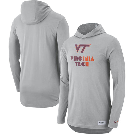 Men's Nike Gray Virginia Tech Hokies Campus Performance Hoodie Long Sleeve T-Shirt