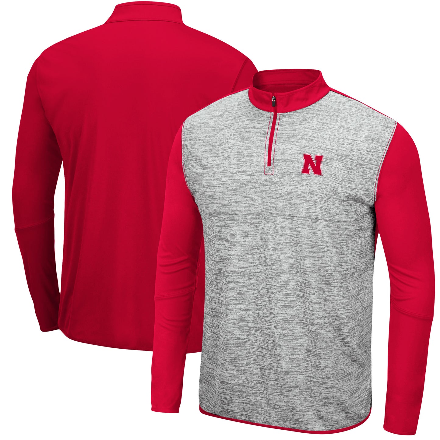 Men's Colosseum Heathered Gray/Scarlet Nebraska Huskers Prospect Quarter-Zip Jacket