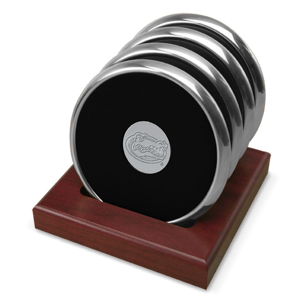 Silver Florida Gators Logo 4-Piece Coaster Set