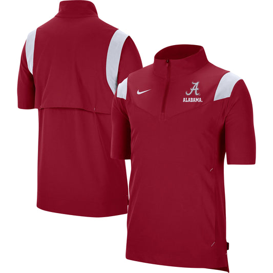 Men's Nike Crimson Alabama Crimson Tide Coach Short Sleeve Quarter-Zip Jacket