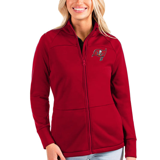 Women's Antigua Red Tampa Bay Buccaneers Links Full-Zip Golf Jacket