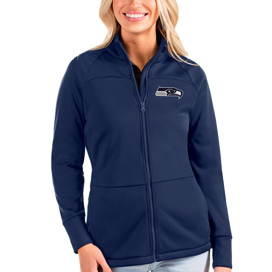 Women's Antigua College Navy Seattle Seahawks Links Full-Zip Golf Jacket
