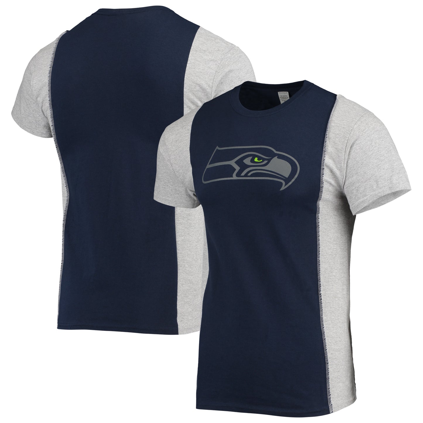 Men's Refried Apparel College Navy/Heathered Gray Seattle Seahawks Sustainable Split T-Shirt