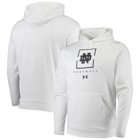 Men's Under Armour White Notre Dame Fighting Irish Football Fleece Pullover Hoodie