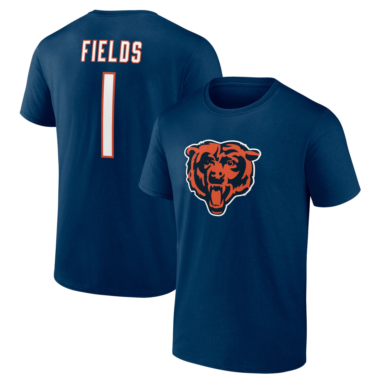 Men's Fanatics Justin Fields Navy Chicago Bears Player Icon T-Shirt