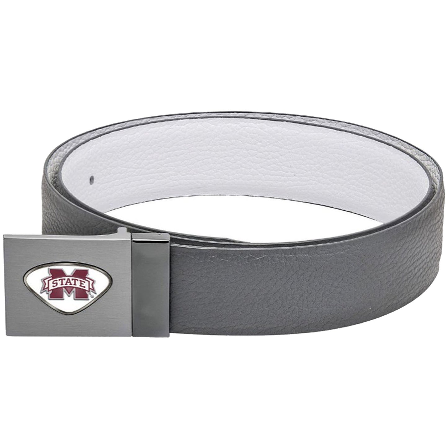 Gray Mississippi State Bulldogs Reversible Leather Belt