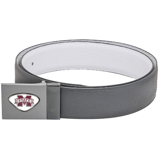 Gray Mississippi State Bulldogs Reversible Leather Belt