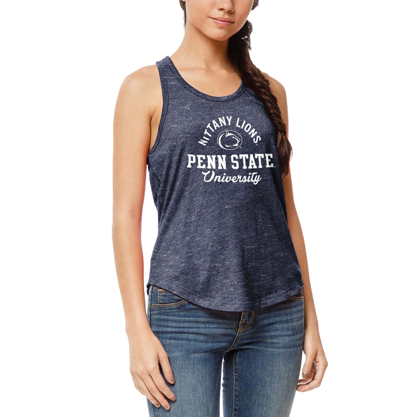 Women's League Collegiate Wear Heathered Navy Penn State Nittany Lions Intramural Racerback Tank Top