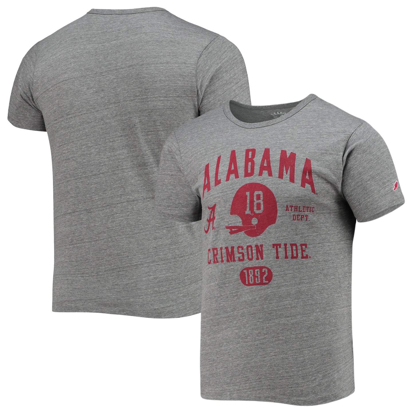 Men's League Collegiate Wear Heathered Gray Alabama Crimson Tide Football Locker Victory Falls Tri-Blend T-Shirt