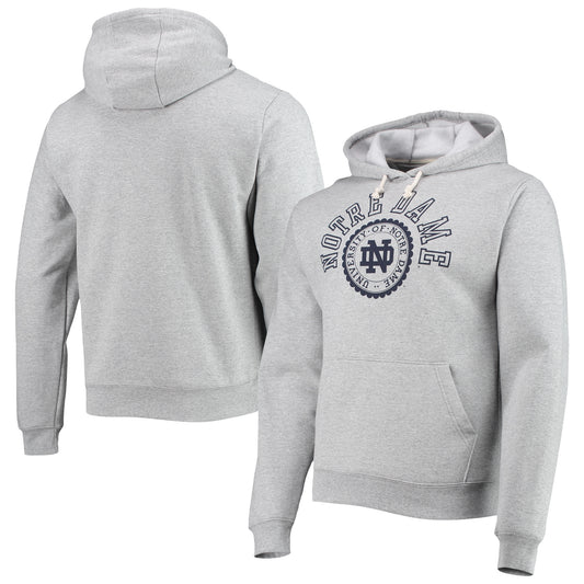 Men's League Collegiate Wear Heathered Gray Notre Dame Fighting Irish Seal Neuvo Essential Fleece Pullover Hoodie