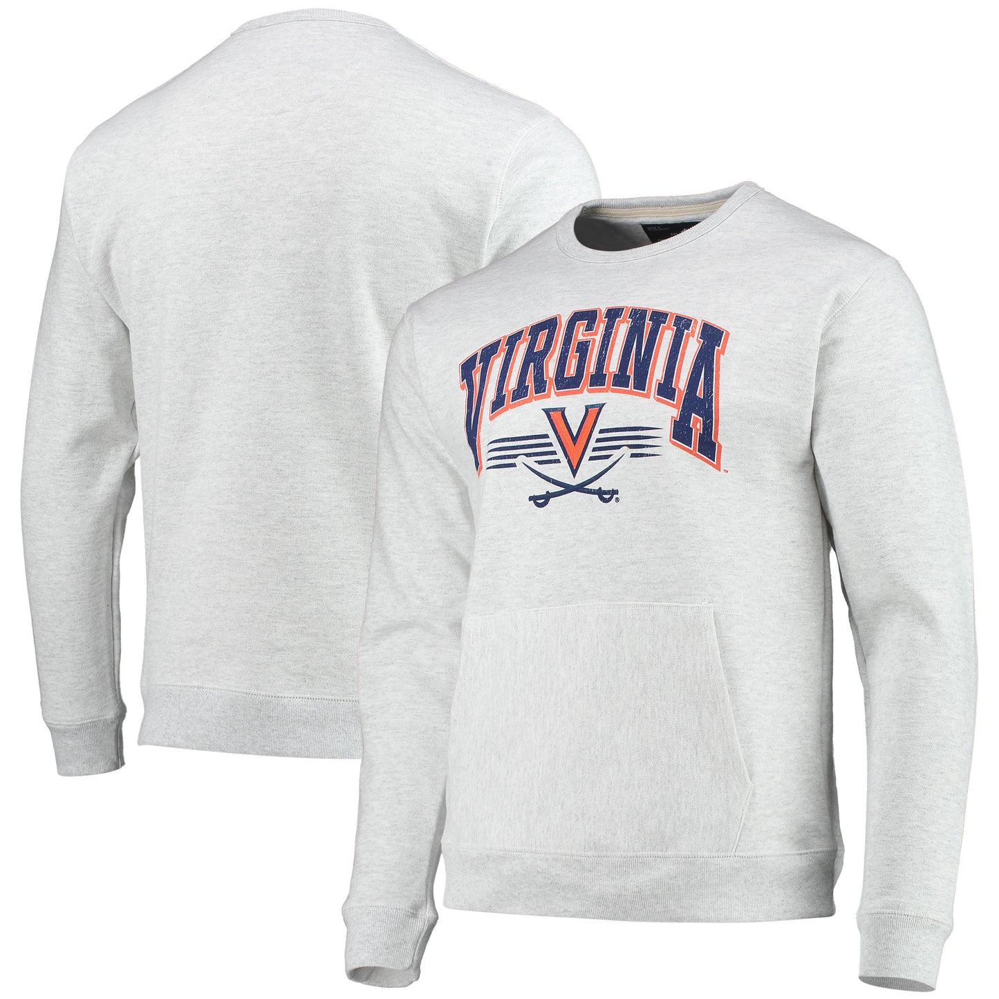 Men's League Collegiate Wear Heathered Gray Virginia Cavaliers Upperclassman Pocket Pullover Sweatshirt