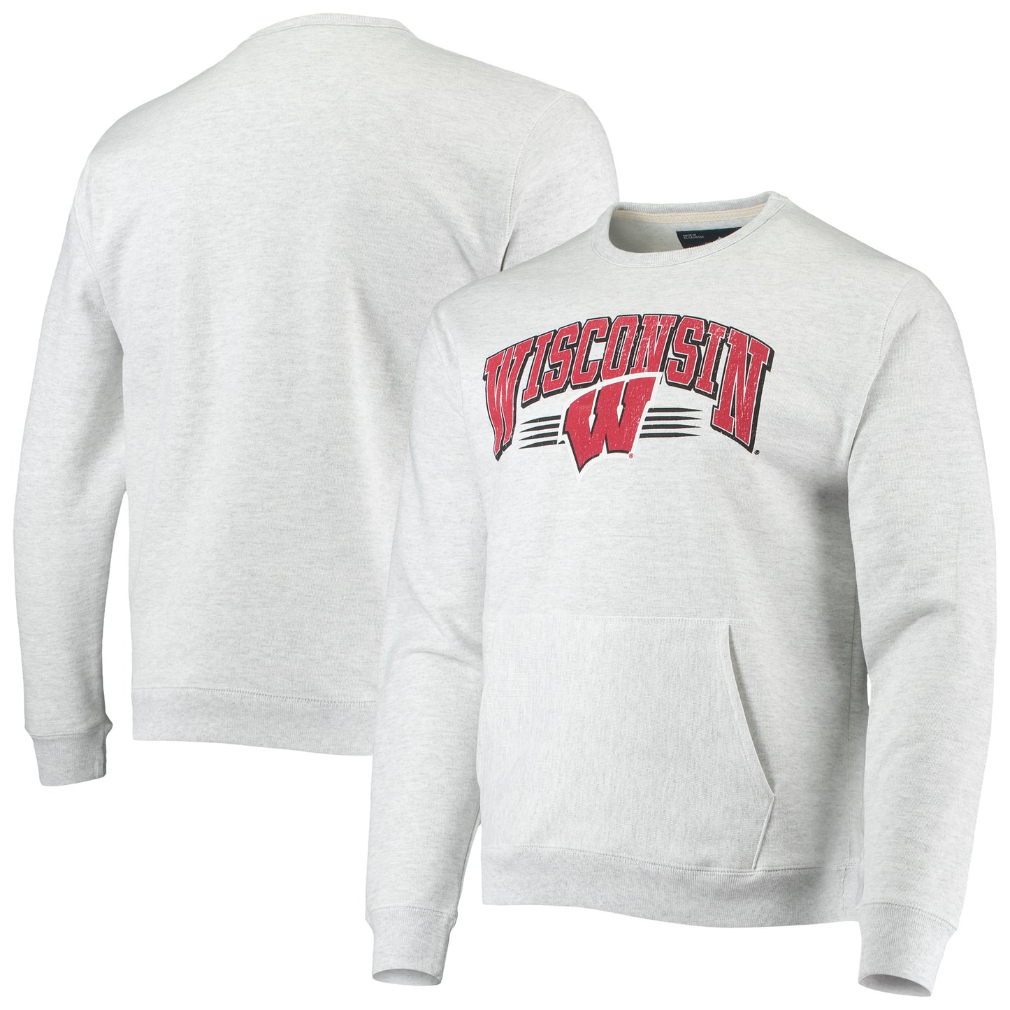 Men's League Collegiate Wear Heathered Gray Wisconsin Badgers Upperclassman Pocket Pullover Sweatshirt