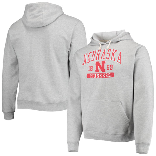 Men's League Collegiate Wear Heathered Gray Nebraska Huskers Volume Up Essential Fleece Pullover Hoodie