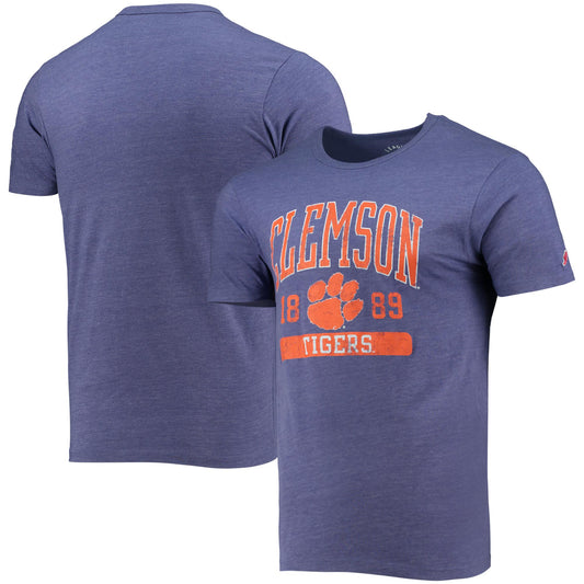 Men's League Collegiate Wear Heathered Purple Clemson Tigers Volume Up Victory Falls Tri-Blend T-Shirt