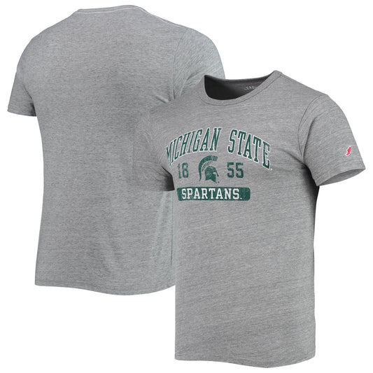 Men's League Collegiate Wear Heathered Gray Michigan State Spartans Volume Up Victory Falls Tri-Blend T-Shirt