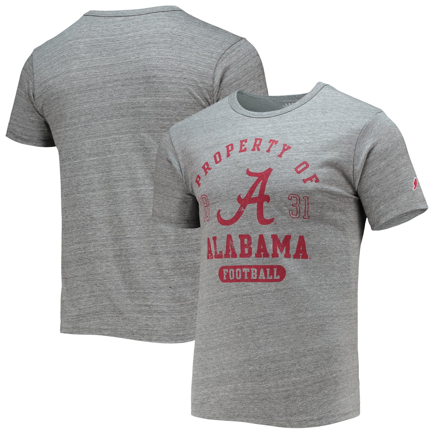 Men's League Collegiate Wear Heathered Gray Alabama Crimson Tide Hail Mary Football Victory Falls Tri-Blend T-Shirt