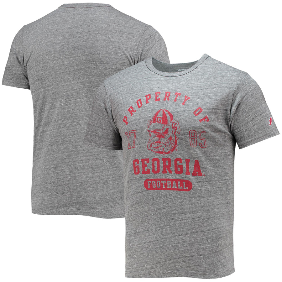 Men's League Collegiate Wear Heathered Gray Georgia Bulldogs Hail Mary Football Victory Falls Tri-Blend T-Shirt