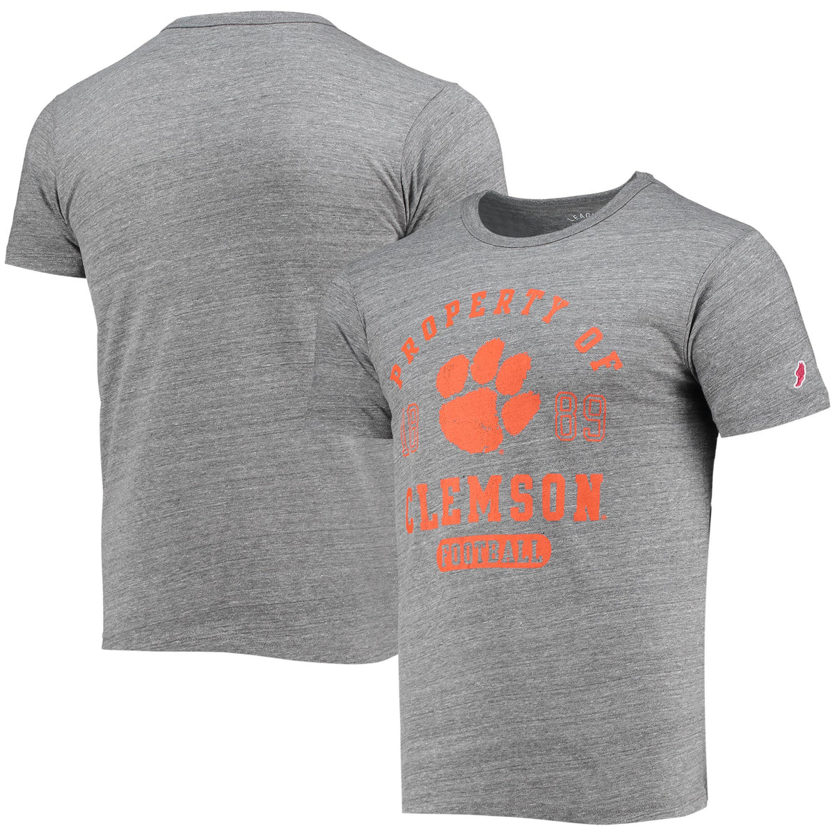Men's League Collegiate Wear Heathered Gray Clemson Tigers Hail Mary Football Victory Falls Tri-Blend T-Shirt