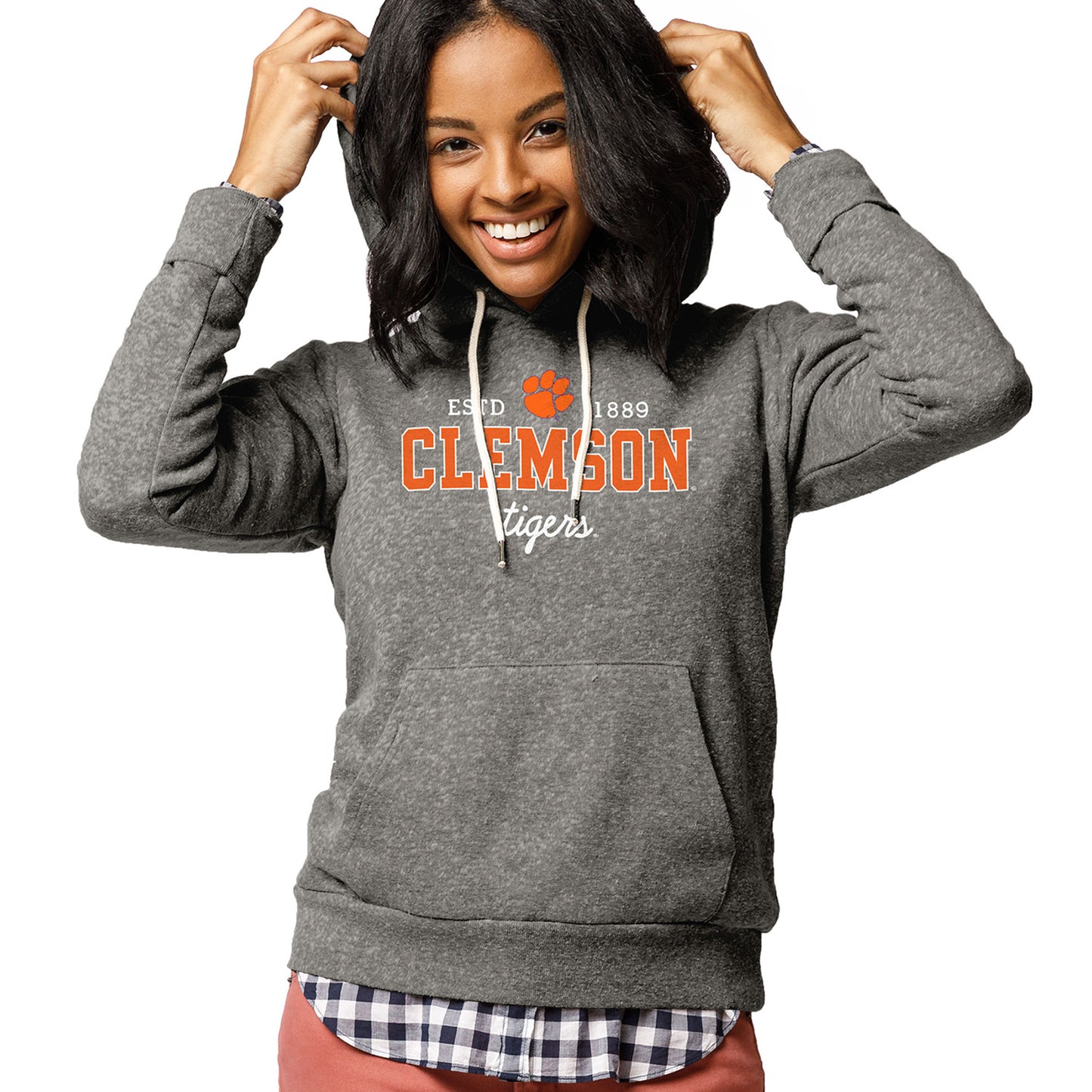 Women's League Collegiate Wear Heathered Gray Clemson Tigers Victory Springs Pullover Hoodie