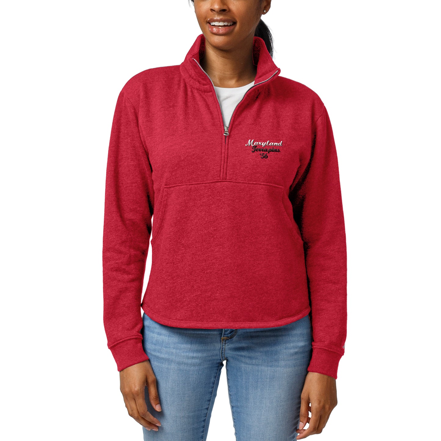 Women's League Collegiate Wear Heathered Red Maryland Terrapins Victory Springs Half-Zip Pullover Jacket